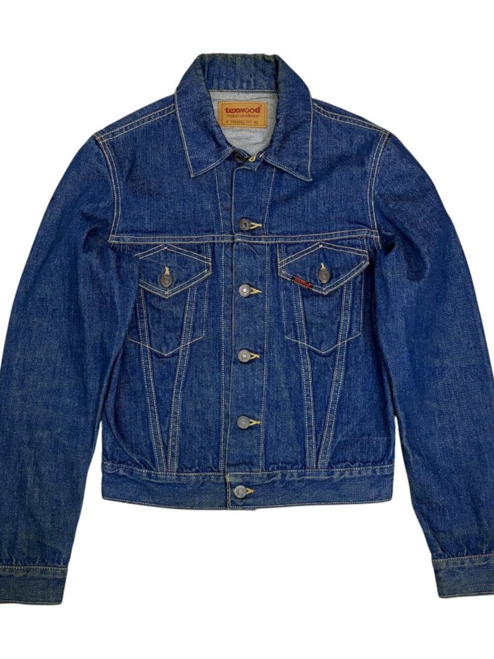 RARE 80s TEXWOOD VINTAGE Denim Jean Jacket Cropped RETRO Trucker Coat Womens XS